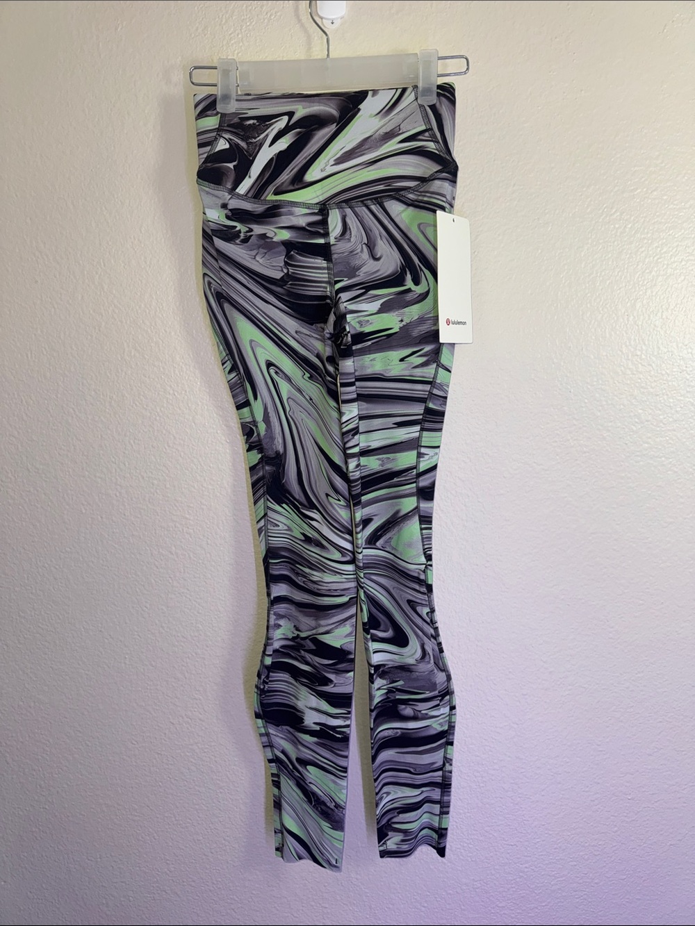 Lululemon Marble Swirl High-Rise Leggings in Mint & Black NWT